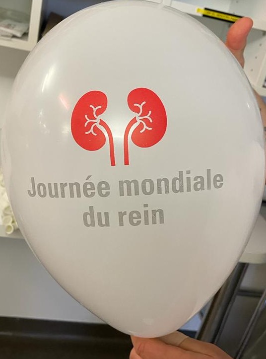 ballon blanc avec le logo de la journée mondiale du rein